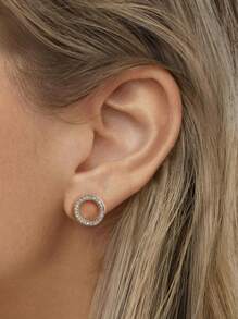 1 par de aretes de círculo hueco de plata esterlina 925 con joyas para mujeres, regalo de joyería fina casual para damas para el Día de San Valentín