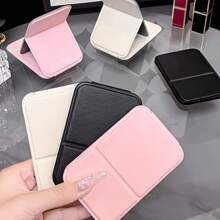 1pc Portable Compact Makeup Mirror, Solid Color, Minimalist, Foldable, Cute Pocket Size