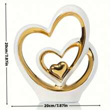 2D Flat Acrylic Double Heart Accessories For Living Rooms, Lobbies, Coffee Tables, And Shelves, Perfect Anniversary And Father's Day Gifts For Couples And Lovers, Modern And Decorative Home Decor, Valentine's Day Gifts, No Battery Required, Oval Acrylic Base Delivered, Non Sculptural Shape