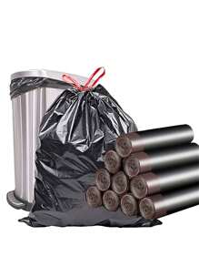 5 Rolls Of 75 Super Large Black Trash Bags - Leakproof, Foldable Plastic Bags For Kitchen, Bathroom, Bedroom, Living Room, And Outdoor Use