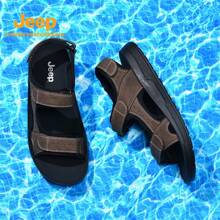 Jeep 1 Pair Summer Brand Men's Outdoor Sandals, Dual Hook And Loop Design, Fashionable Appearance, Breathable , Comfortable & Versatile, Suitable For Summer Outings