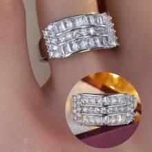 1pc Women's Elegant Fashionable Sparkling Zirconia Ring, Party Jewelry, Holiday Gift