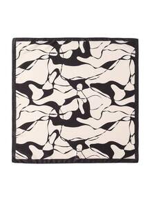 1pc Floral Printed 70cm Square Bandana, Versatile Women's Waist Band, Hair Accessories, Scarf, Fashion Headband For Dress - black beige - View 3