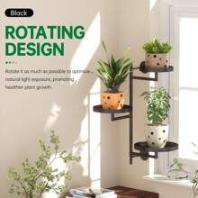1 pieza Estantería metálica rotatoria de 3 niveles para plantas, montaje en pared, para suculentas y plantas en maceta, ahorro de espacio, organizador de balcón y jardín, decoración para el hogar, uso interior y exterior
