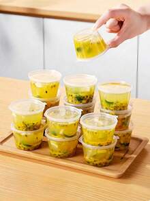 100PCS Leak-Proof Divided Box, 1oz Small Container, Ins-Worthy Stackable Condiment Cups, Commercial Food Service Supplies + DIY Storage (Transparent Sealed Portable Version, Perfect For Salad Dressing/Slime)