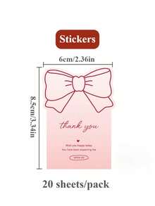 10/20/30/50 件粉色感谢蝴蝶结贴纸、礼品卡，适用于节日装饰、礼品盒、袋子密封贴纸 - 10pcs/pack - 查看 11
