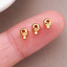 10/20/30 件压接珠 18K 镀金圆柱隔珠塞珠金属珠塞压接饰物适用于手链项链末端配件 2 种款式孔 0.8 毫米