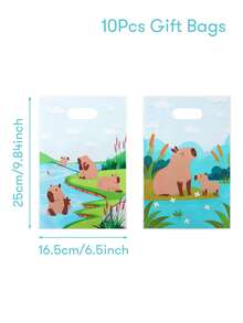 10/25Pcs Capybara Theme Gift Bag,Beaver Gift Wrapping Bag,Tote Bag,Gift Packaging Bag,Storage Bag,Capybara Party Favor Bag,Wedding Supplies,Bridal Shower Favors,Babyshower Decor,Gender Reveal Party Supplies,Birthday Party Favors,Holiday Celebrations Supplies, Event Accessories - Capibara - View 10
