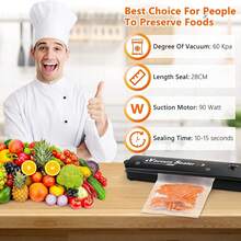 Máquina de sellado al vacío de alimentos, máquina de sellado de alimentos, pequeña máquina de sellado al vacío de alimentos domésticos, compresor de sellado de envases de alimentos cocidos completamente automático, conservación de carne, conservación de verduras - Negro - Ver 2