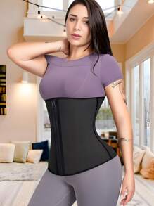 1 pieza Faja reductora. Faja reductora con control abdominal, hebilla de plástico y cremallera, cinturón de goma de cloropreno apto para ejercicio, correr, yoga, uso diario en la oficina. Usarlo ayuda a sudar y quemar grasa, proporcionando una figura estilizada.