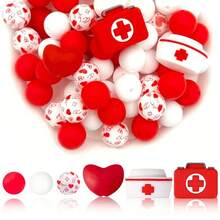 25/28pcs Set New 3D Nurse Style Silicone Beads, 15mm Round Beads, Keychain Pendant Used For DIY Pen Jewelry Making Gift Craft Bracelet Making - 3D Nurse Series - View 12