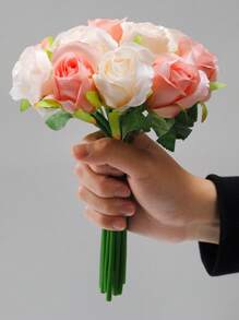 12 Artificial Rose Hand-Held Flowers, Multi-Color Simulated Silk Roses, Used For Parties, Home Proposals, Weddings, Brides, Wedding Decorations