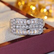1pc Women's Elegant Fashionable Sparkling Zirconia Ring, Party Jewelry, Holiday Gift