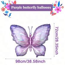 2/4 piezas Globos con forma de mariposa morada de aluminio para decoración sencilla de bodas, usados para cumpleaños, bodas, compromisos, fotografía al aire libre, fiestas de ducha, granjas, arcos, fiestas de despedida de soltero, decoraciones para revelar el sexo - Morado - Ver 7