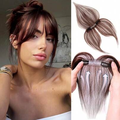 Natural Human Hair Clip In Bangs Look Hair Accessories Clip In Hair Extensions Invisible Hair Bangs With Sideburns For Daily Use