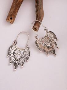 1 par de pendientes de aro amplios y únicos para la cara, joyas de estilo bohemio vintage de aleación de zinc para fiestas, para mujeres