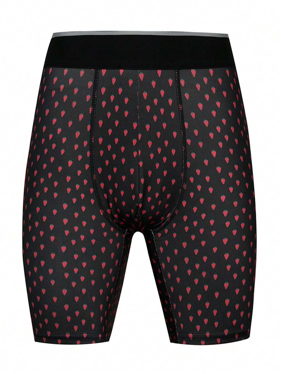 Men Fruit Print Trunks Underwear, Fashionable For Summer - Black - View 1