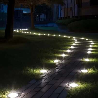 8pcs Solar Powered Garden Lights, Pathway Lights, Ground Lights, Outdoor Solar Lights For Lawn, Patio, Yard, Driveway, IP44 Waterproof, Warm Bright Lighting For Home Garden Decoration
