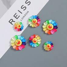 30/60PC Cute Sunflower Charms Ornaments Flatback Rainbow Flower Resin  Faces Charms Bulk Creative Decor For DIY Hair Accessories & Phone Cases - 60PCS - 查看 7