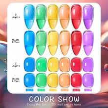 S. S FOCEN 6pcs/Set Sugar Glass Sheer Nail Gel Set Bright Green Yellow Red Purple Transparent Color Gel Polish Soak Off UV/LED For Nail Art Manicure Nails - Multicolor - View 9