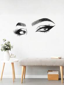 Eyes Wall Decals Big Eyes Lash Room Decor Fashion Eyelash Wall Sticker Removable Diy Mural Art Women Beauty Room Decor Beauty Salon Decor For Make Up Salon Living Room Bedroom - Black - View 12