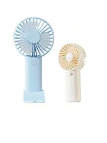 1 pieza Ventilador de triple hoja recargable por USB con soporte, se puede usar como soporte para teléfono/tableta, diseño lindo adecuado tanto para niños como para niñas. Regalo ideal para mujeres, perfecto para actividades al aire libre, playa, oficina, escuela, hogar [Ventilador de refrigeración de verano]