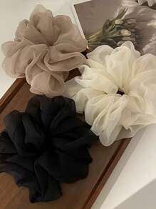 Plain Color Mesh Scrunchies, Minimalist Versatile Hair Ties