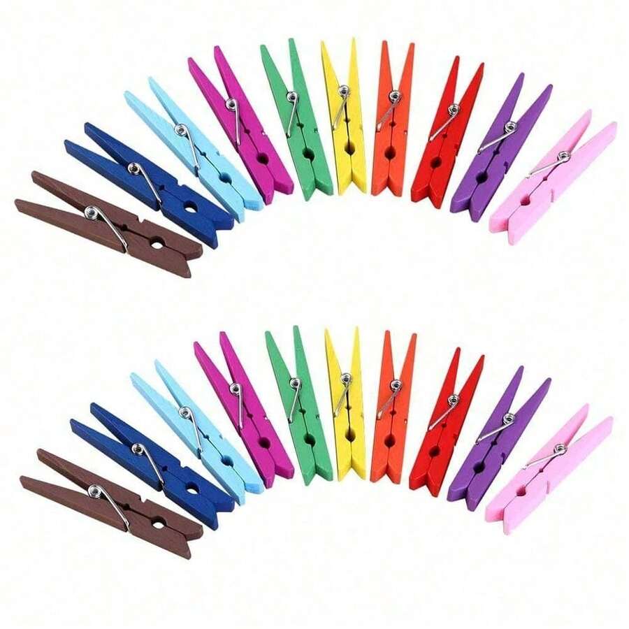 5/10/20/50/100pcs Wooden Clothesline Needle, Natural Wood, 2.83 Inches, Rust Resistant Clothesline Needle For Hanging Clothes, Drying Socks - Multicolor - View 1