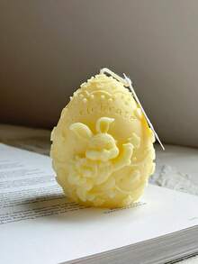 复活节兔子和鸡蛋蜡烛模具 - DIY 芳香疗法蛋形硅胶模具，用于香皂、工艺装饰和派对礼物 - 垂直耳朵兔子设计，适合复活节庆祝活动 - 白色 - 查看 5