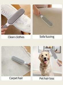 1个可重复使用的双面宠物毛发清洁刷，手动静电除尘刷，适用于猫毛、衣物、沙发、家具、床上用品、地毯清洁 - 彩色 - 查看 7