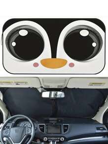 1 pieza Adorable parasol plegable para coche con diseño de pingüino - Parasol para parabrisas con protección UV para SUV, camión y camioneta, mantén tu vehículo fresco, parasol plegable con protección contra rayos UV