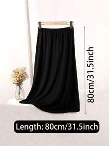 3 pièces/2 pièces/1 pièce Jupe mi-longue en tissu souple de longueur étendue 90 cm/80 cm/72 cm/60 cm de couleur unie. Coupe près du corps pour empêcher la transparence. Doublure haute élasticité à la taille. Convient pour le port quotidien et peut être associée à des robes de soirée pour des événements estivaux, scolaires.