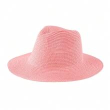 1 件男女通用爵士太阳帽，巴拿马平顶草帽沙滩帽