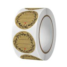 每捲500個2in/5cm牛皮紙貼紙，圓形花環圖案貼紙，可用於標籤、食品儲存標籤、禮品袋密封貼紙