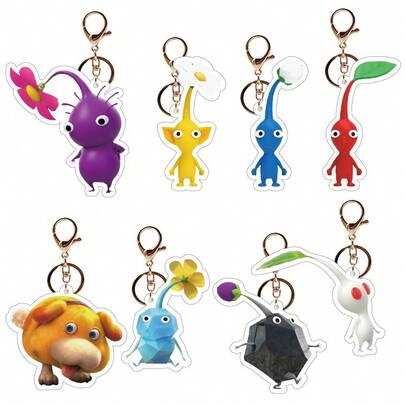 1pc Pikmin 4 Keychain Game Peripheral Cartoon Figurine Pendant (The Wrapping Film Can Be Peeled Off)