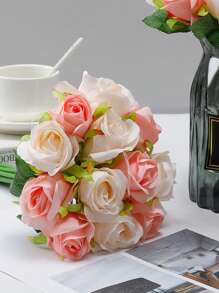12 Artificial Rose Hand-Held Flowers, Multi-Color Simulated Silk Roses, Used For Parties, Home Proposals, Weddings, Brides, Wedding Decorations