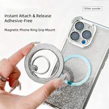 360° drehbarer Glitzer-Ring-Magnethalterung für Handys, 12-Stein Diamant, sofort an- und abnehmbar, klebefrei, Dual-Modus Griff- und Ständer-System kompatibel mit iPhone, Android Handy, Geschenk zum Geburtstag, für Familie, Freunde, Fingerring Halterung, Handygriff, Handyzubehör