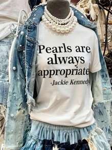 Women's Summer Letter Slogan Printing Casual Loose Round Neck Short Sleeve T-Shirt Tops Women Summer Clothes