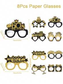 8 chiếc cốc giấy màu đen và vàng cho tiệc sinh nhật lần thứ 60, phụ kiện chụp ảnh sinh nhật, đồ trang trí tiệc sinh nhật lần thứ 60, quà tặng sinh nhật, đồ trang trí nhà cửa cho sinh nhật. - thứ 60 - Xem 3