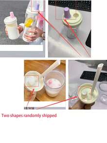 1 个大号吸管杯：透明塑料水瓶，适用于果汁、牛奶和直接饮用 - 彩色 - 查看 10