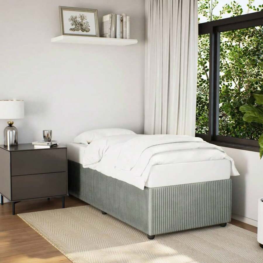 vidaXL Giroletto senza Materasso Grigio Chiaro 90x190 cm Velluto - Grigio - Visualizzare 1