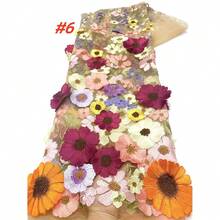Tela de encaje 3D de flor de red estilo africano-francés 2025, de alta calidad, con bordados de lentejuelas nigerianos, para vestidos de fiesta y noche - Multicolor - Ver 11