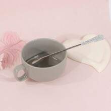 1PC High End Glass Crystal Rhinestone Long Handle Spoon, Coffee Spoon, Long Handle Serving Spoon, Ice Cream Mixing Spoon, Elegant Home Kitchen Utensil Accessory, Thick Design, Perfect For Use In Homes, Hotels, Bars, And Restaurants.,School Supplies