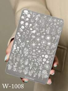 1 Pc Mail Art Printing Plate, Retro Style Pattern, Butterfly Flower French Various Nail Printing Templates, Nail Art Accessories Tools, Nail Salon Must Use