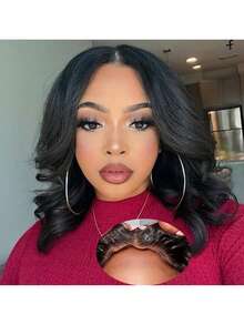 波浪鲍勃混合发 13x4 透明蕾丝前假发 180% 密度短假发 预先拔下的婴儿头发 预先剪好的蕾丝 无需胶水即可佩戴 适合女性日常佩戴 长度 8-16 英寸 假发（混合假发 - 人发和合成纤维混合）假发人发混合发/女性人发混合发假发/人发混合蕾丝前假发/无胶假发/漂白结/蕾丝假发/化装派对/万圣节 - SNatural - 查看 6