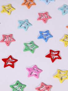 Multiple Color Combinations - 10/20/60/100pcs Colorful Oil Drop Shiny Star Hairpins, Adorable Versatile Summer Hair Clips Claw Clips Hair Slide Hair Barrettes - Multicolor - View 8