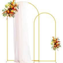 7.2FT Wedding Arch Backdrop Stand, Square Arch Gold Metal Arch Backdrop Stand For Wedding Ceremony Birthday Party Bridal Photo Booth Garden Floral Balloon Arch Decoration Halloween Christmas Decor