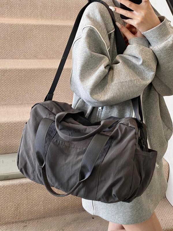 Fashion Casual Large Capacity Wide Strap Shoulder Handbag, Tote Crossbody Bag, Solid Color Multi-Pocket Design, Suitable For Gym, Short Trip, Vacation, Unisex College/University Student Backpack Graduation Bag For School School Accessories School Stuff
