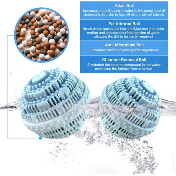 Lot de 2 boules de lessive – Boules de lessive naturelles et non chimiques pour machine à laver – Alternative aux boules de lessive et aux détergents, 2 000 lavages (bleu clair)