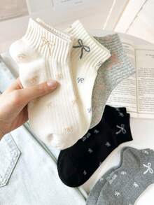 5 Pairs Women's Breathable Cute Bow Short Socks, Suitable For Daily Wear And Outdoor Activities - Multicolor - View 11